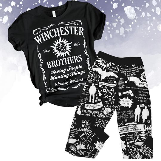 Winchester Brothers Pajamas Set, Supernatural Movie Pajamas, Supernatural Movie Holiday Pajamas, Matching Pajamas Set, Dean Winchester Pjs