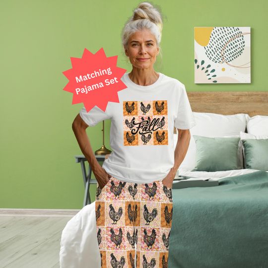 Fall Chicken Pajama Set: Women's Soft Autumn Loungewear