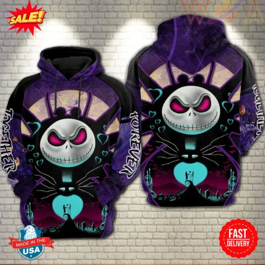 Discover Jack Skellington And Sally Menwomen All-over Print Hoodie