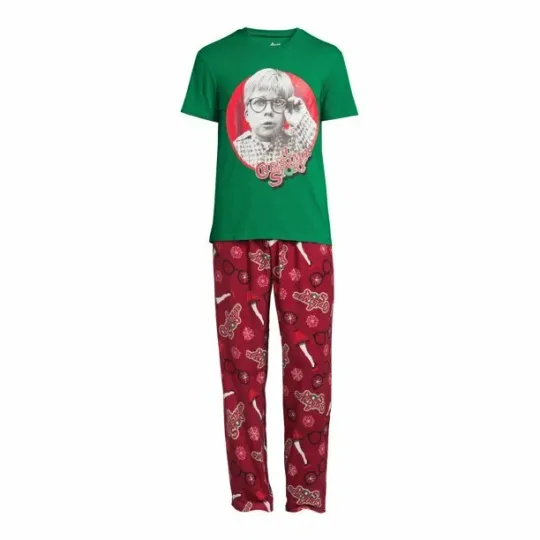 A Christmas Story Mens SIZE S Sleep Pajama Set 2 Piece Tee Shirt and Pants