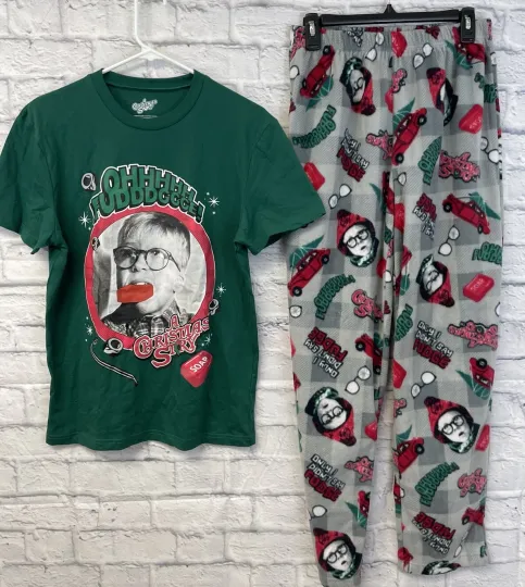 NEW Christmas Story Pajamas set mens Medium Sleep pants top ralphie fudge soap
