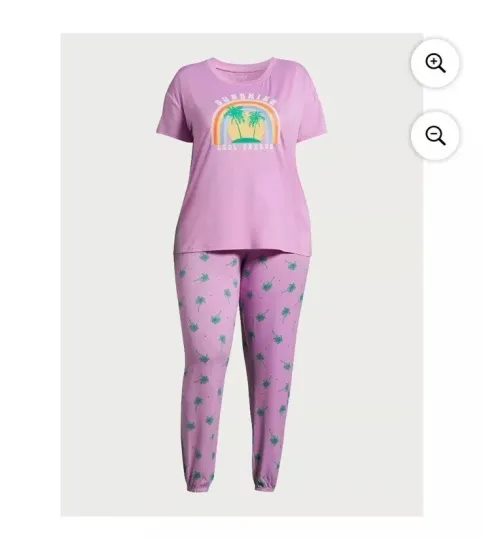 Joyspun Women's 3X (22W-24W) Sunshine Short Sleeve T-Shirt &Pants Sleep 2-Piece