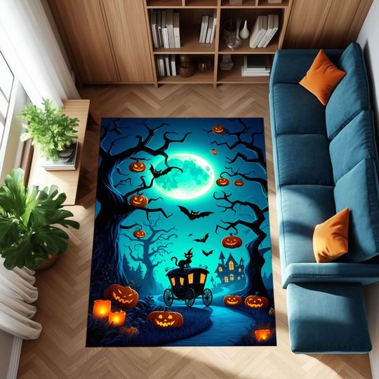 Halloween Black Cat Rug - Spooky Gothic Home Decor