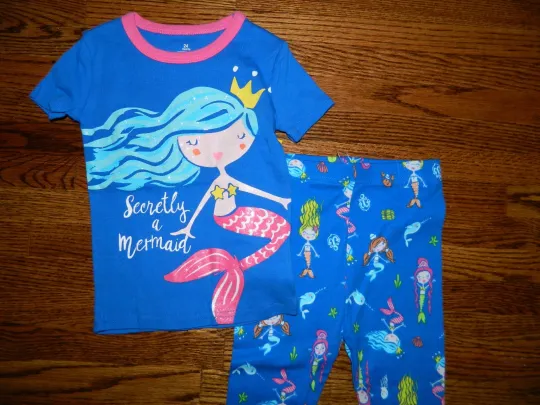 Girl's Mermaid Sleep Shirt & Pants Pajama Set Size 24 Months-