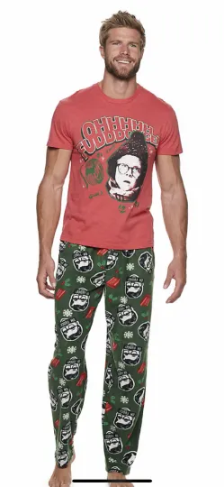 A CHRISTMAS STORY Pajama Men's 2 Piece Sleep Set T-Shirt & Pants Size Medium