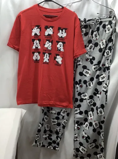 Discover Disney Mickey Mouse Sleep Set Mens Large T Shirt Fleece Pants JAP231005/BA