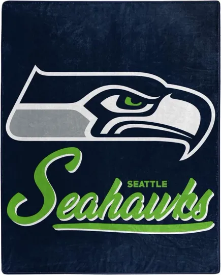 Discover Seattle Seahawks 50" by 60" Signature Raschel Throw Blanket - football