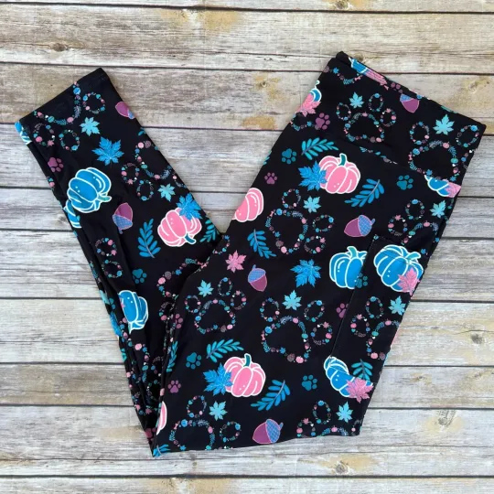 Pumpkin Fall Dog Cat Paw Print Women's Leggings with Pockets