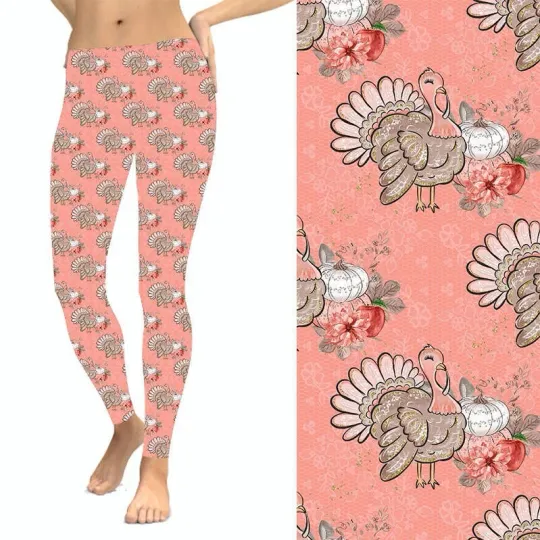 Thanksgiving Turkey Pumpkin Women's Plus Size Leggings