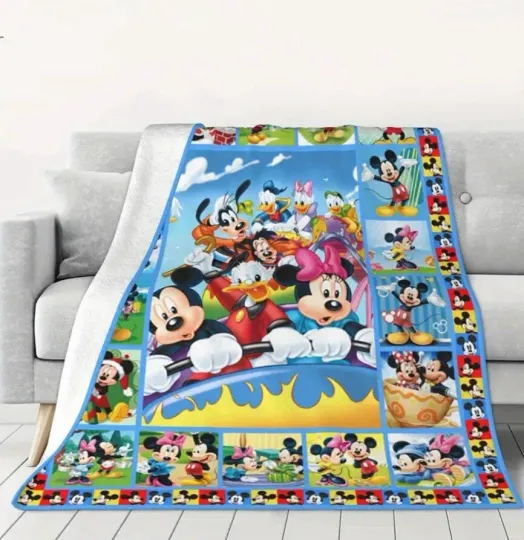 New Disney Mickey Mouse & Friends Waffle-Knit Flannel Throw Blanket. 40in x 50in