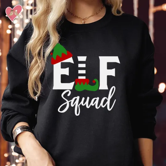 Discover SWEATSHIRT (5082) ELF SQUAD Sweatshirts Xmas Family Matching Men Women Kids Gift