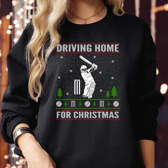 Discover SWEATSHIRT (5232) Driving Home For Christmas Cricket Sport Dad Christmas Jumper