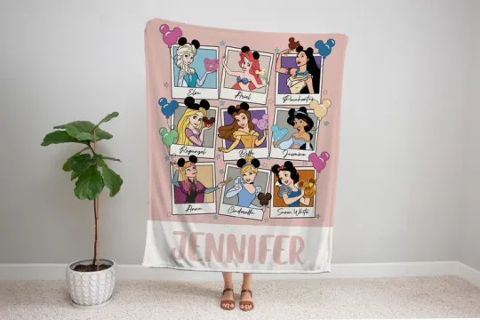 Personalized Disney Princess Blanket,Custom Name Baby Girl Blanket,Princess Gift