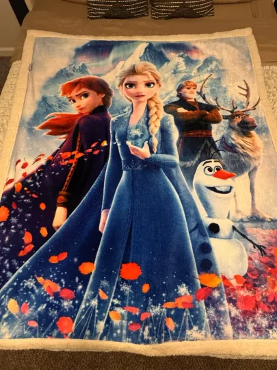 Discover Disney FROZEN 2 ANNA ELSA KRISTOFF OLAF SVEN Fleece Winter Blanket 50x60