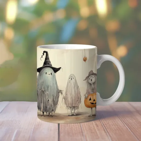 Vintage Halloween Ghost Mug | Cute Spooky Coffee Cup | Halloween Vibes
