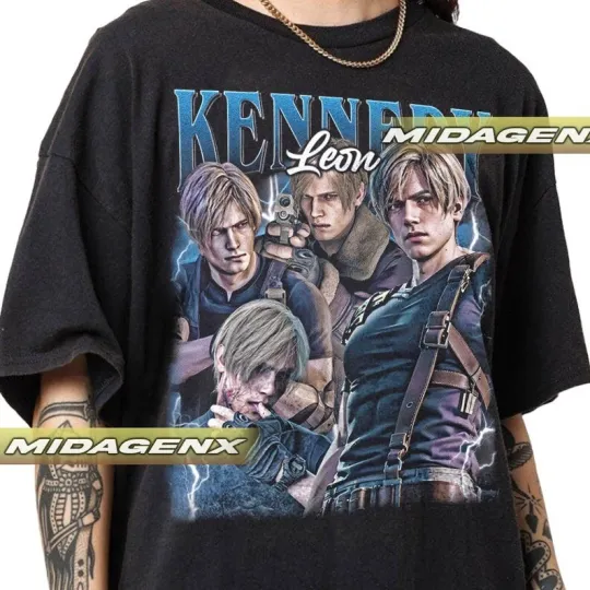 Leon Kennedy Blue Version Vintage T-Shirt for Men and Women