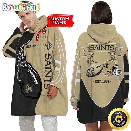 Personalized New Orleans Saints Blanket Hoodie Unisex Hoodie For Football Fans