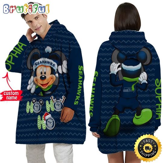Personalized Seattle Seahawks Blanket Hoodie Mickey Unisex Hoodie