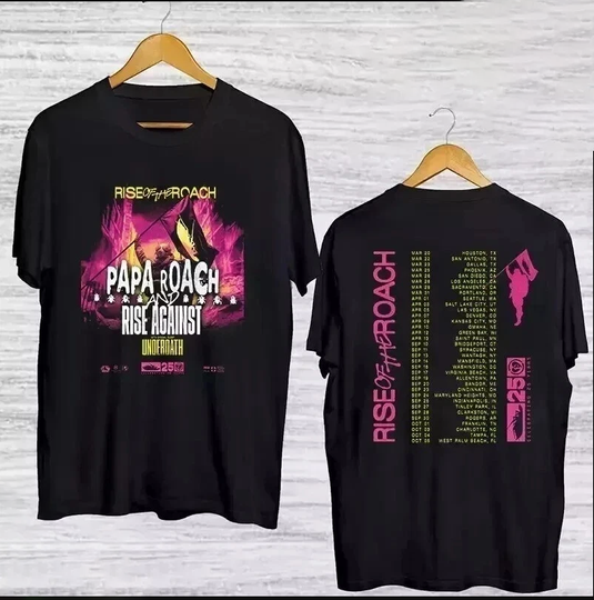 Discover Trend Papa Roach Rise Of The Roach Tour 2025 Double Sided Shirt