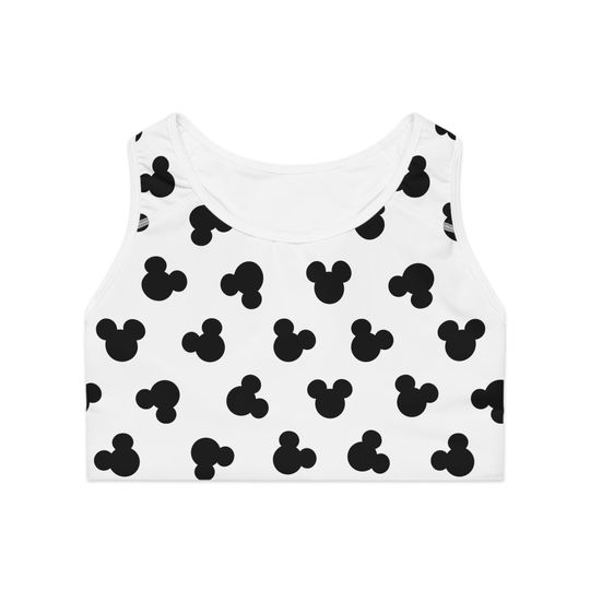 Mickey mouse head Halloween Dalmatian Sports Bra, Disney Halloween Outfit, Fitness Top