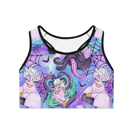 Discover Ursula the sea witch from Little Mermaid Halloween Half Disney Sports Bra, Disney Outfit, Fitness Top