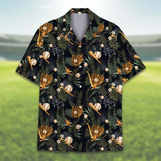 Discover Baseball Hawaiian Shirt Men Women Youth, Tropical Aloha Shirt, Funny Summer Shirt Short Sleeve Beach Button Up, Baseball Lover Shirt