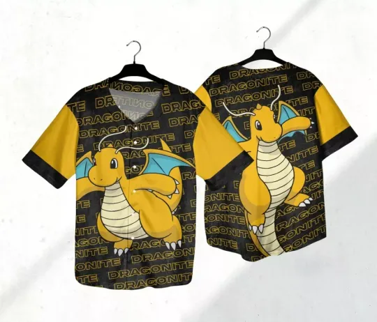 Dragonite Baseball Jersey Shirt Dragonite Jersey Shirt Anime Jersey Shirt Gift