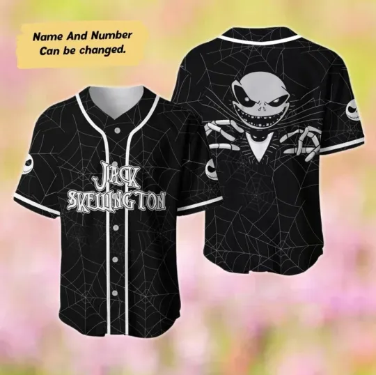 Discover Personalized Skeleton Baseball Jersey, Jack Skellington Baseball Shirt