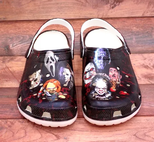 Friends Horror Movie Rubber Clog Chucky Jason Pinhead Pennywise Scream Freddy