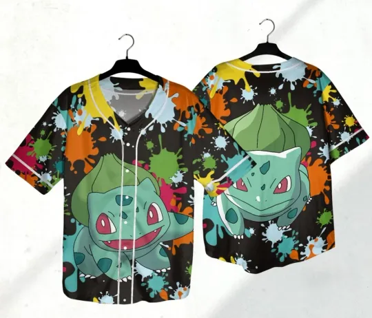 Bulbasaur Baseball Jersey Shirt Baseball Team Shirt Bulbasaur Jersey Gift