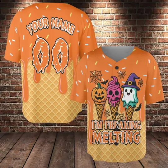 Personalized I’m Freaking Melting Halloween Baseball Jersey
