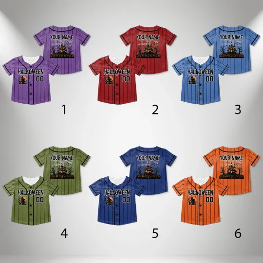 Personalized Halloween Haunted House Baseball Jersey, Pumpkin Halloween Jersey