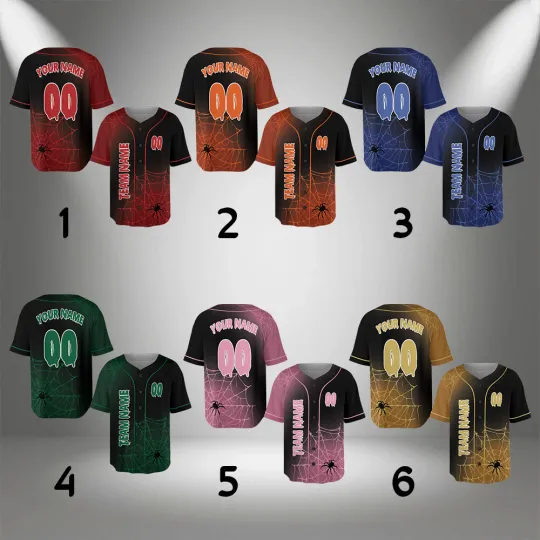 Discover Personalized Spider Web Baseball Jersey Spooky Jersey Shirt Halloween Baseball