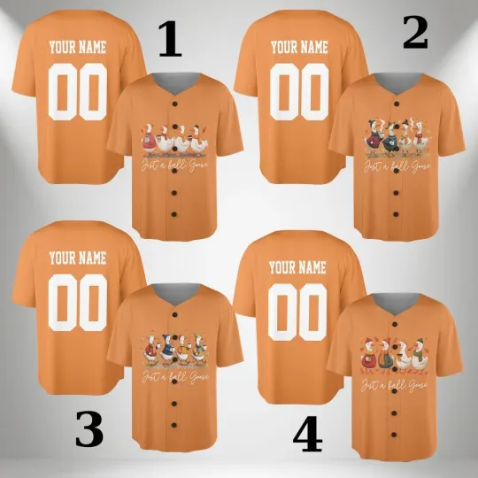 Personalized Just A Fall Goose Baseball Jersey, Cozy Goose Autumn Jersey Shirts