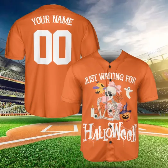 Discover Personalized Just Waiting For Halloween Baseball Jersey