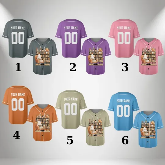 Discover Personalized Ghost Reading Book Baseball Jersey Teacher Halloween Jersey Library