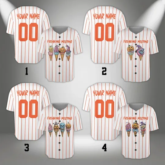 Discover Personalized Freakin' Melting Funny Halloween Baseball Jersey
