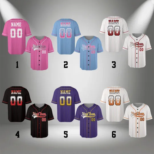Discover Customized Team Pinstripe Baseball Jersey, Men Women Jersey Gameday Outfit Gifts