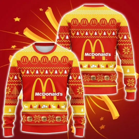 Discover Christmas McDonald's Ugly Sweater, Mcdonald Christmas Sweater