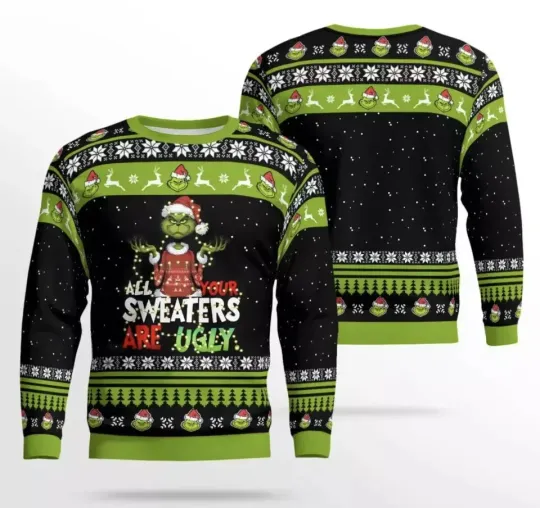 Discover BG Green Monster All Your Ugly Sweaters, funny character Christmas Sweatshirt