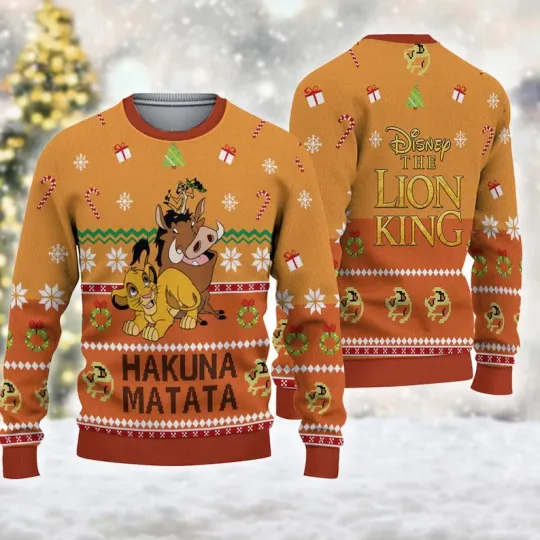 Hakuna Matata Ugly Christmas Sweater, Lion King Christmas Sweatshirt