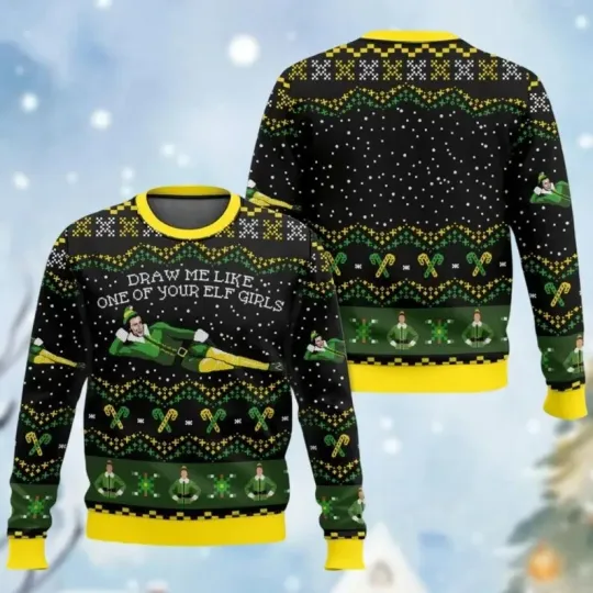 Discover BG Elf Ugly Christmas Sweater, Vintage Christmas Movie 90S Sweatshirt, Funny Bud