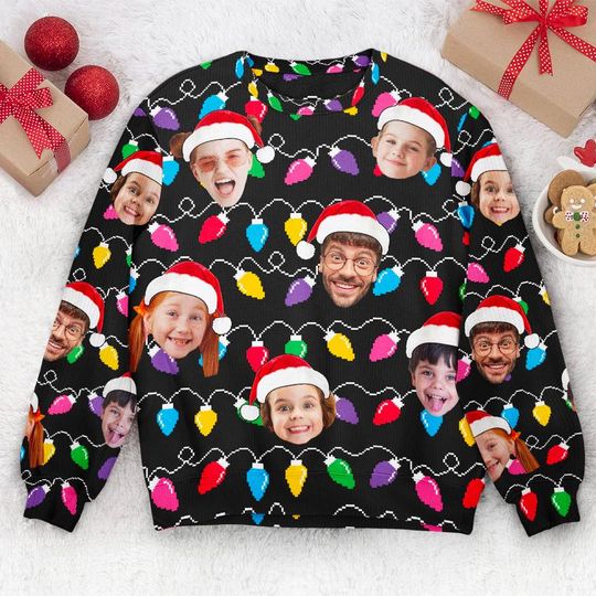 Discover Personalized Photo Family Ugly Sweater, Custom Christmas Sweater Funny Xmas Leds, Christmas Sweatshirt, Christmas Party Gift, Funny Gift
