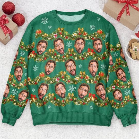 Personalized Photo Ugly Sweater, Custom Christmas Sweater Funny Face Xmas, Christmas Sweatshirt, Christmas Party Gift, Funny Gift