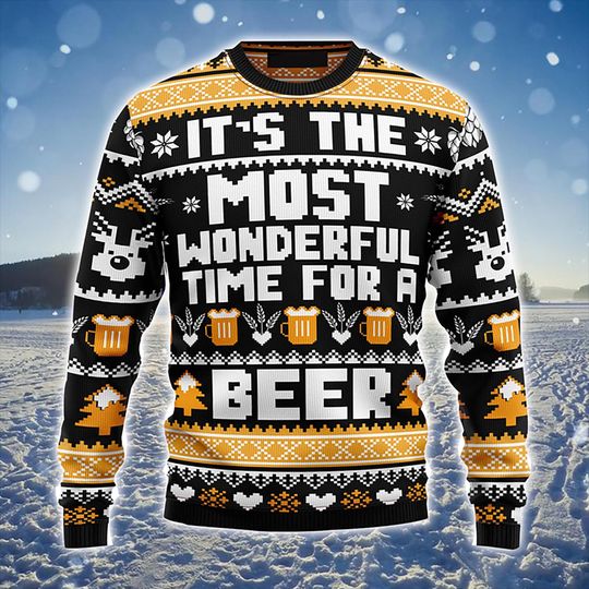 Discover Beer Merry Christmas Ugly Christmas Sweater, Wonderful Time For A Beer Ugly Sweater, Perfect Gift For Beer Lovers