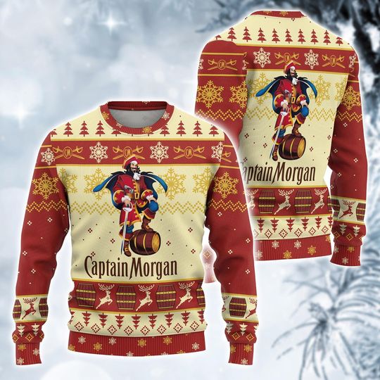 Discover Christmas Captain Morgan Ugly Sweater, Captain Morgan Shirt, Rum Xmas Sweater, Captain Morgan Christmas Sweater, Drinking Lover Gift