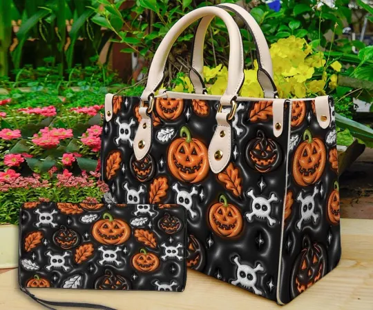 Discover Halloween Personalized Leather Handbag, Leather Shoulder Bag
