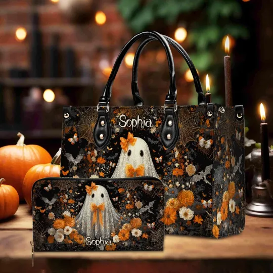 Discover Personalized Lace Ghost Leather Handbag with Handle
