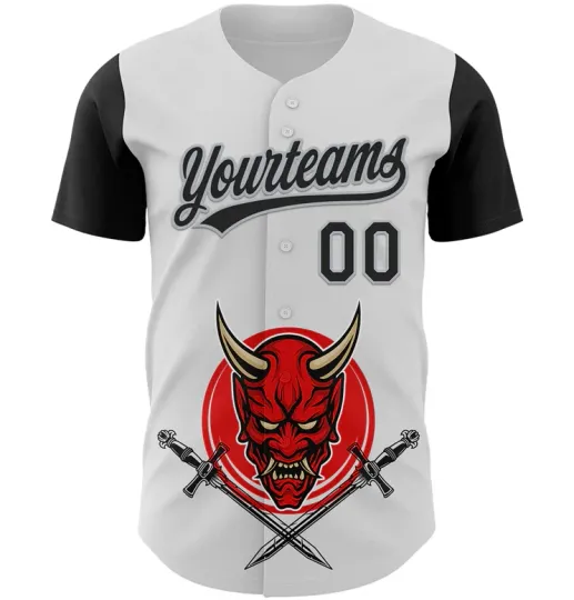 Discover Custom White Black-Gray 3D Pattern Halloween Skull Baseball Jersey