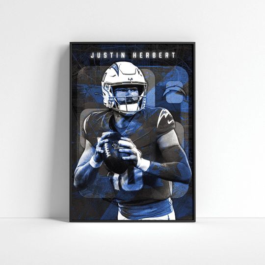 Justin Herbert Poster: Los Angeles Chargers Football Art